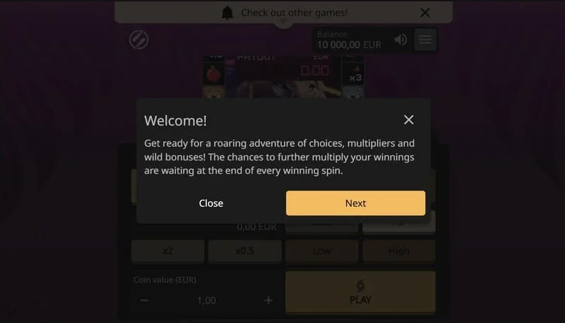 Lion Zama Fruits Bonus Spins главное меню